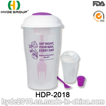 Envase práctico plástico de la ensalada con la bifurcación y la venda (HDP-2018)
